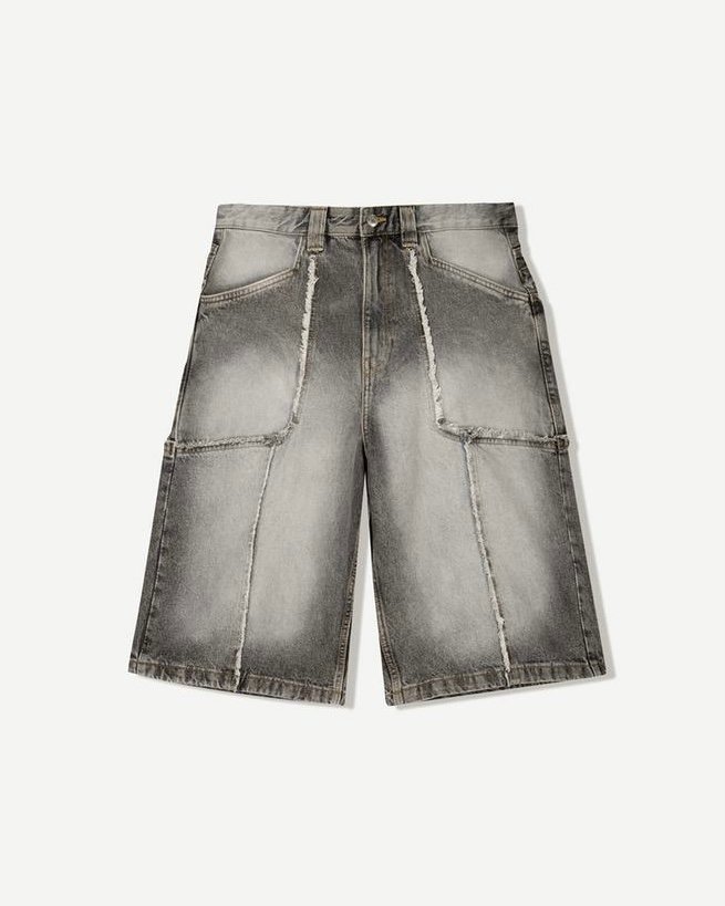 Original Bershka Bermuda baggy denim franges