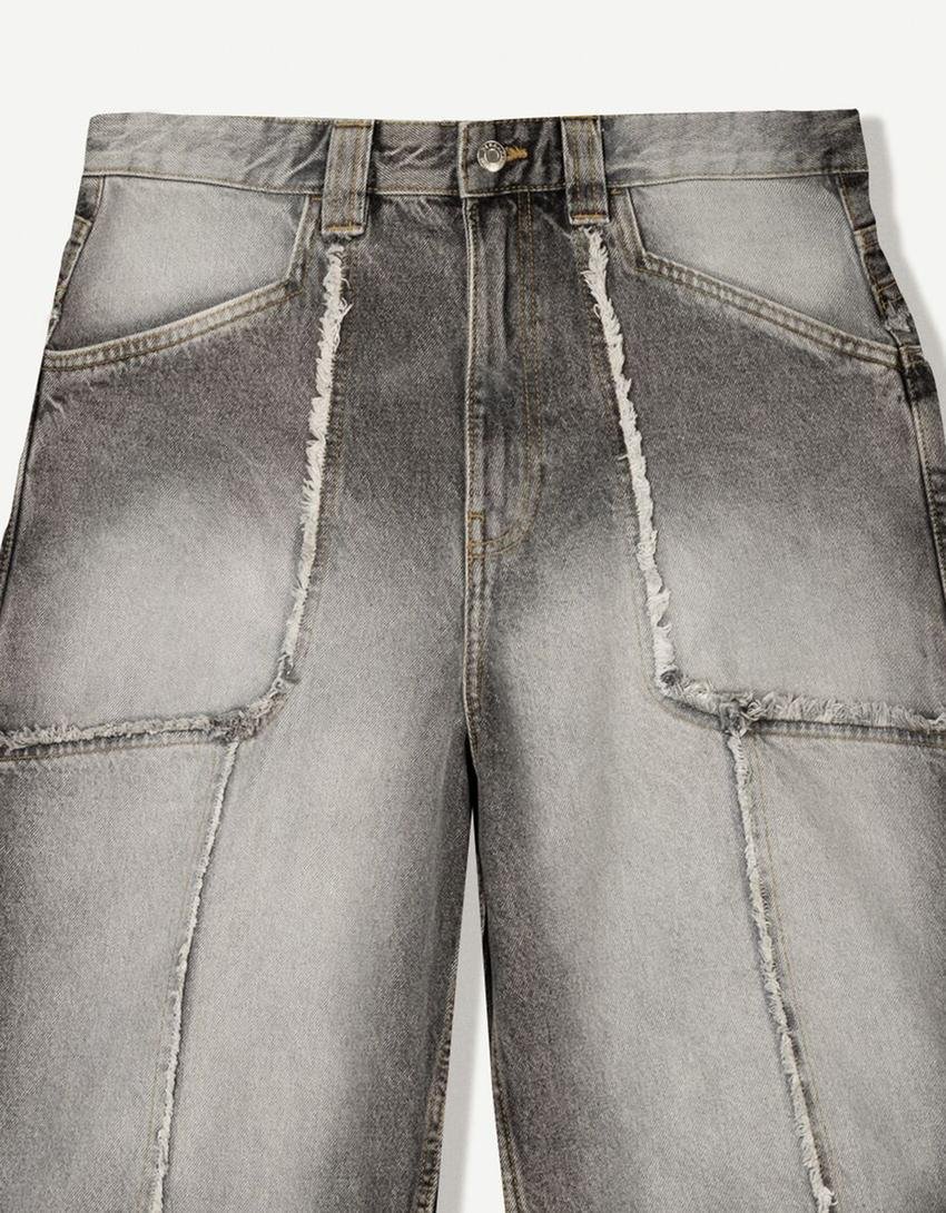 Original Bershka Bermuda baggy denim franges - Image 6