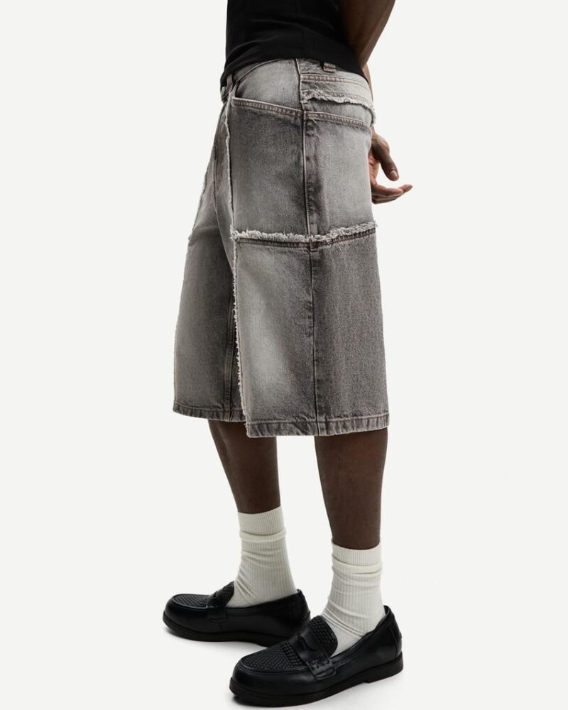 Original Bershka Bermuda baggy denim franges