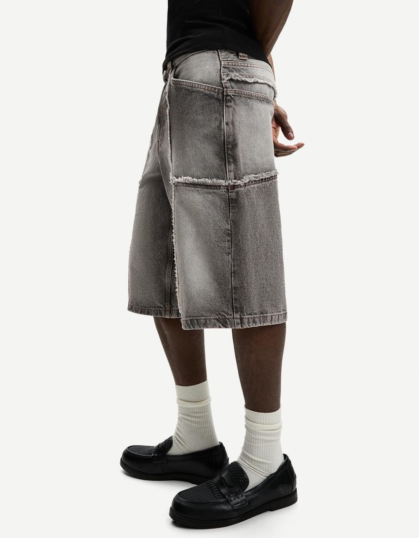 Original Bershka Bermuda baggy denim franges - Image 2