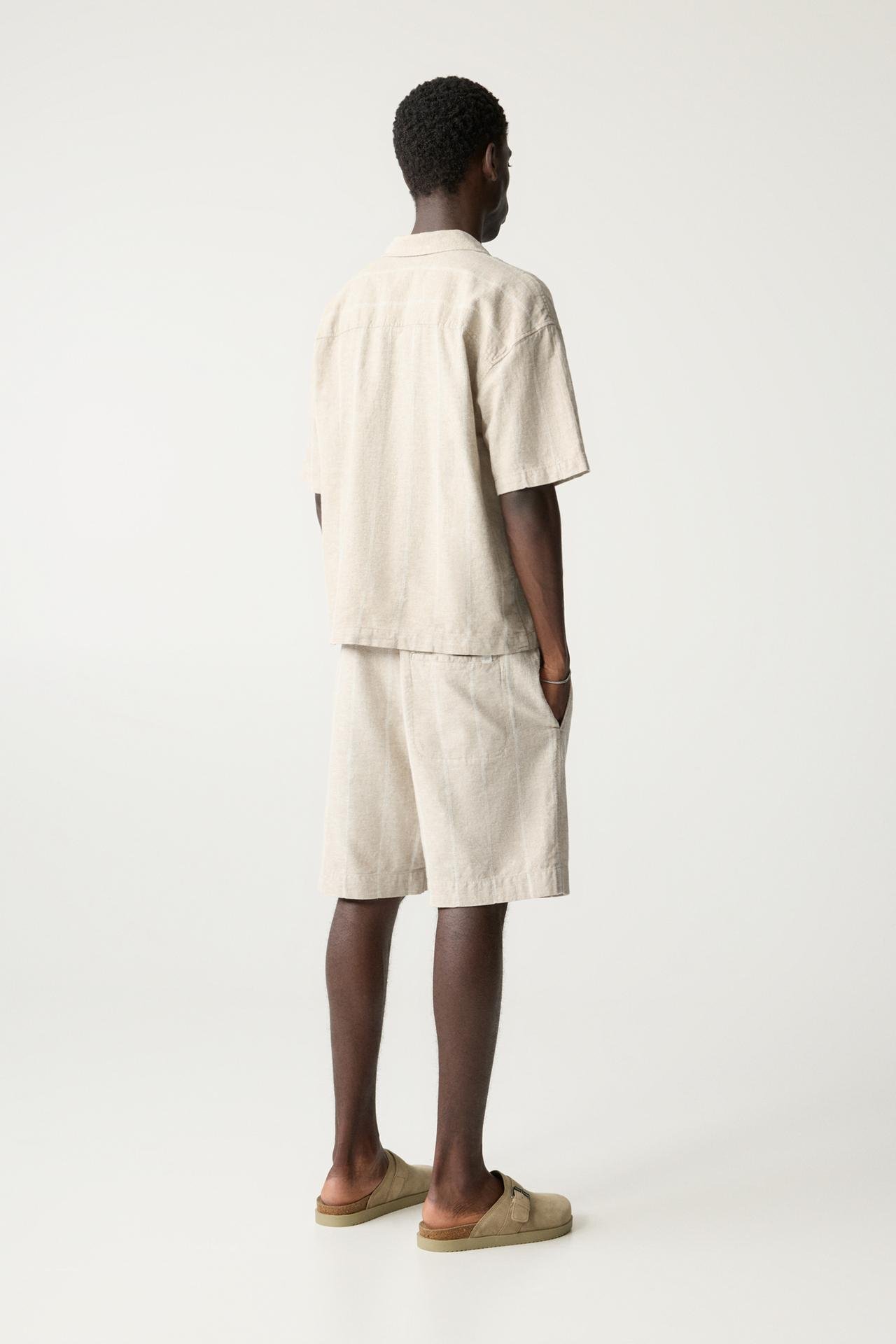 Original P&B Striped linen blend jogger Bermuda shorts - Image 4