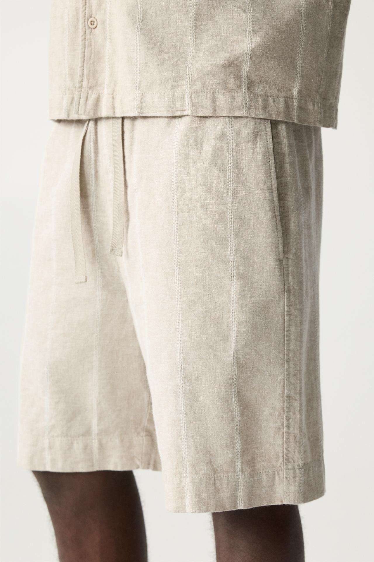 Original P&B Striped linen blend jogger Bermuda shorts - Image 5