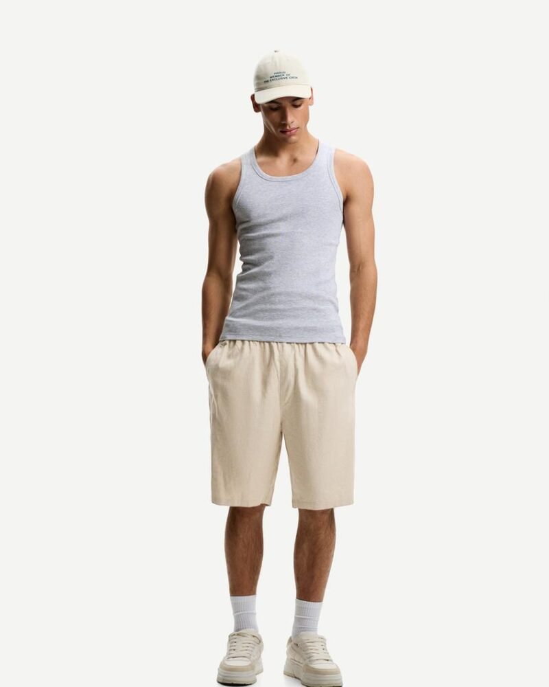 Original Bershka Bermuda jogging loose avec lin