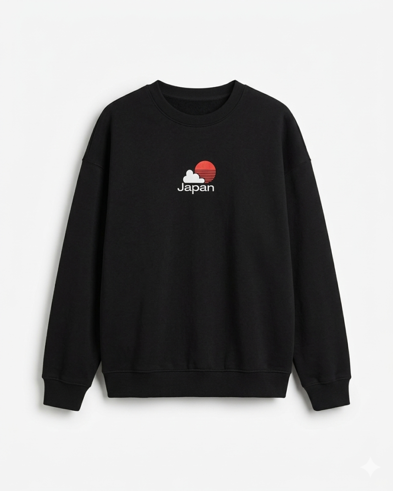 Japan Graphic Embroidery Oversized Sweatshirt
