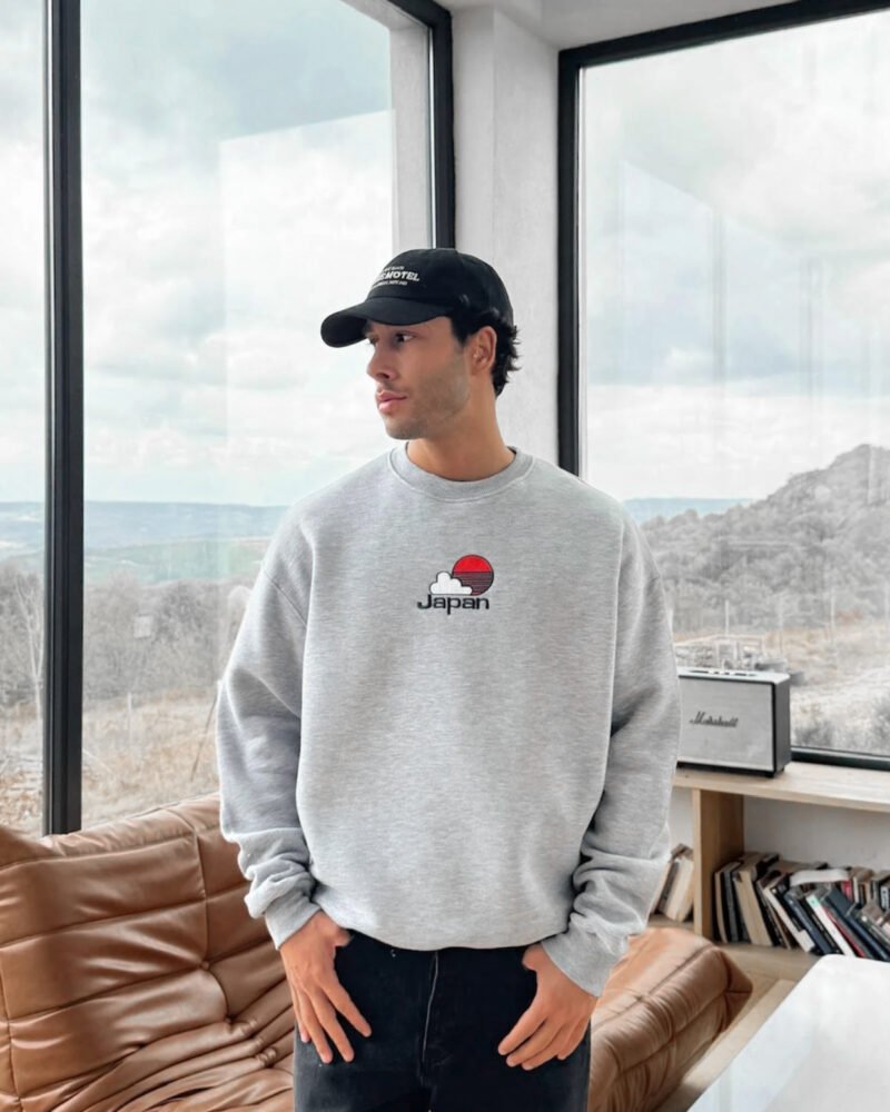 Japan Graphic Embroidery Oversized Sweatshirt