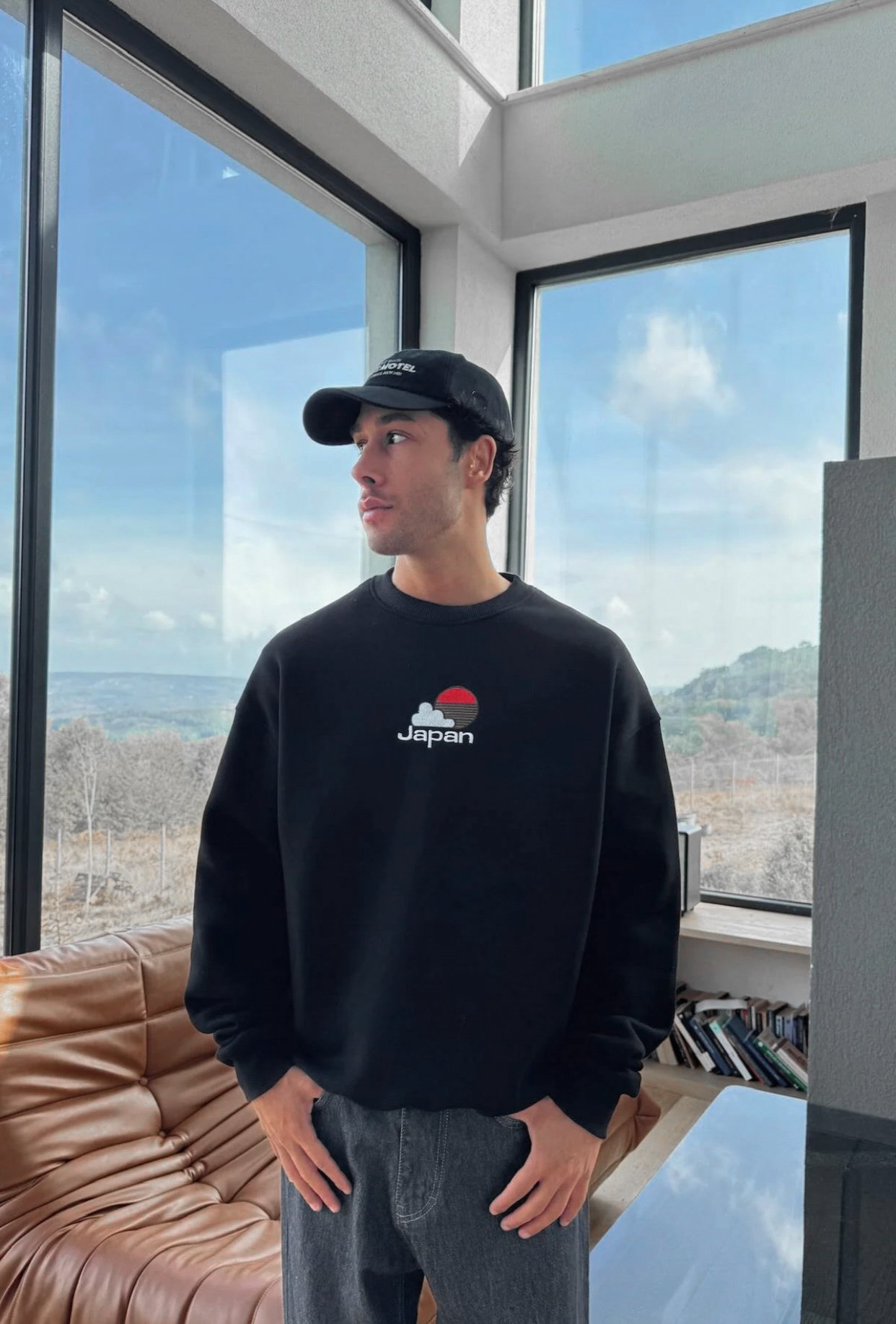 Japan Graphic Embroidery Oversized Sweatshirt - Image 2