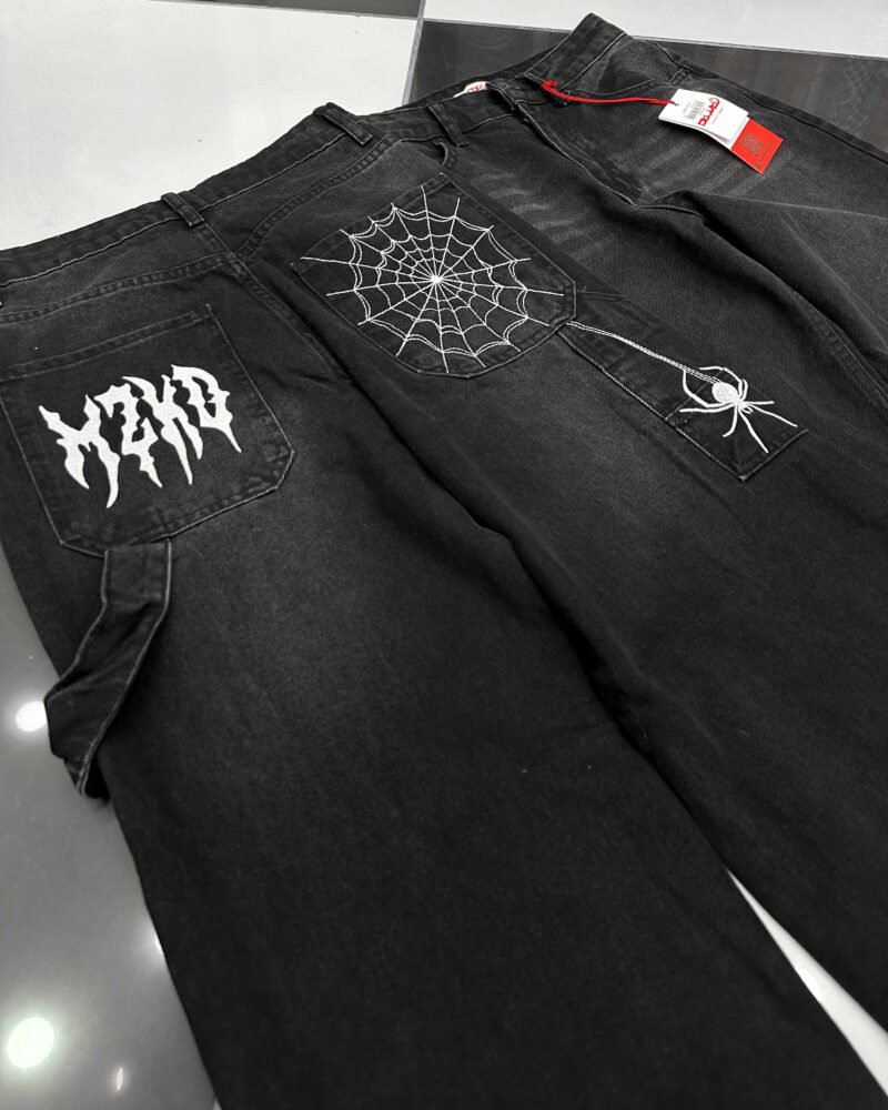 Black Baggy Jeans With embroidery