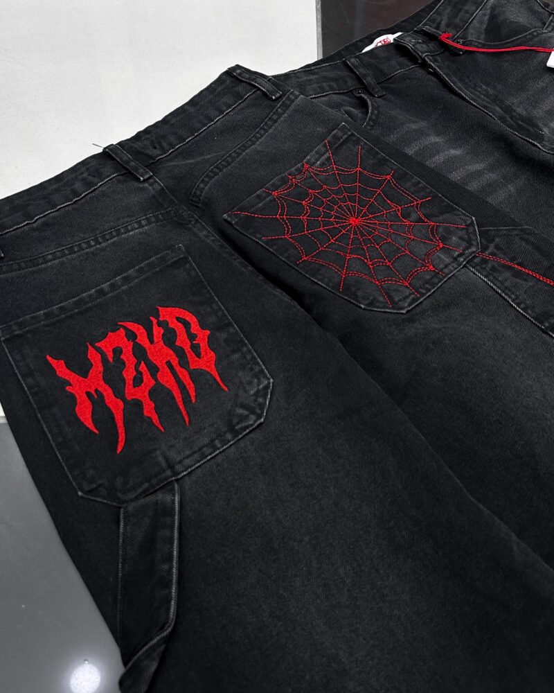 Black Baggy Jeans With embroidery