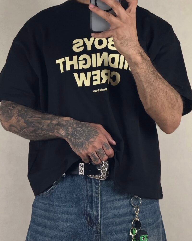 Boys Midnight Crew Printed Cropped T-Shirt