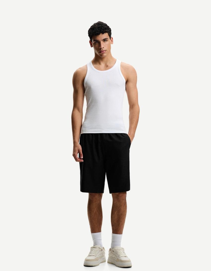 Original Bershka Bermuda Jogging Loose Avec Lin - Image 2