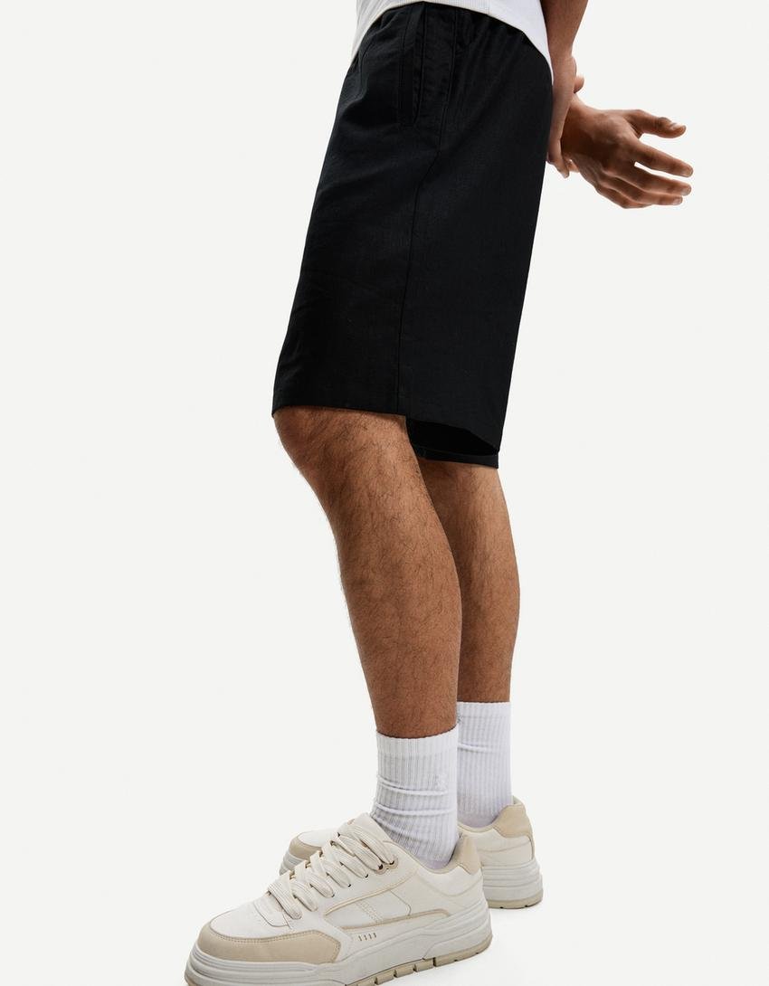 Original Bershka Bermuda Jogging Loose Avec Lin - Image 4