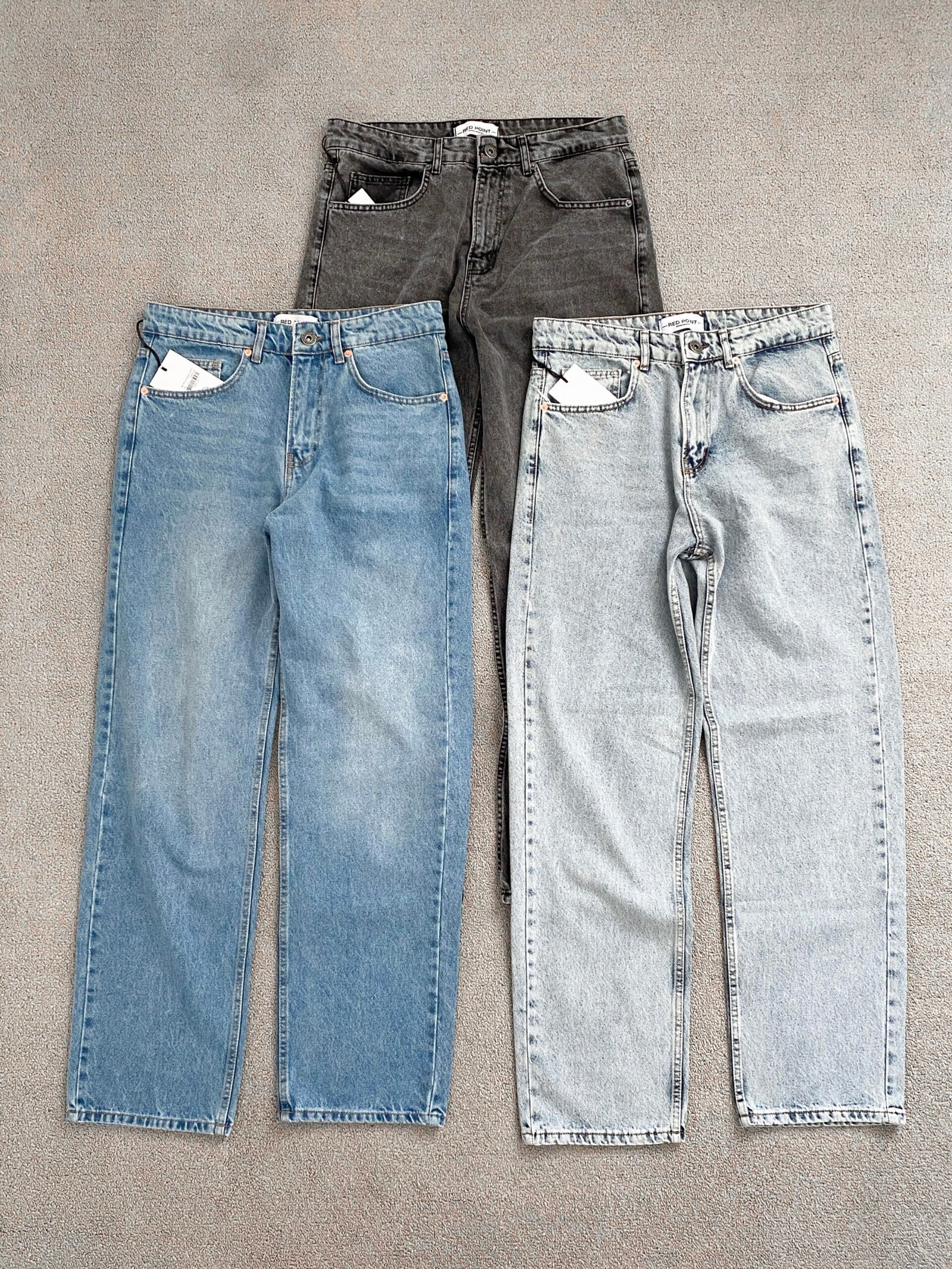 Dark Grey Red Point Baggy Fit Jeans - Image 2