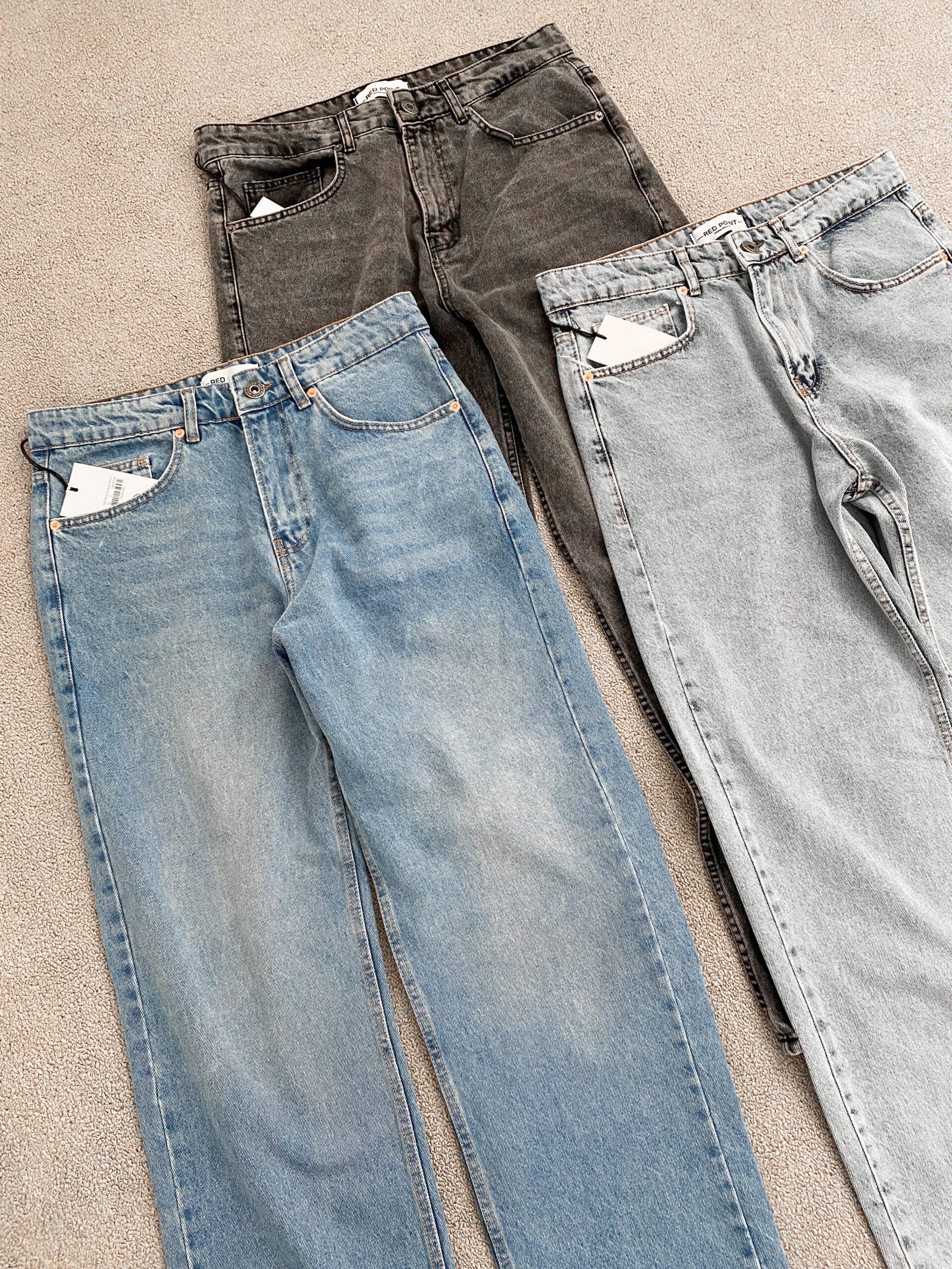 Dark Grey Red Point Baggy Fit Jeans - Image 5
