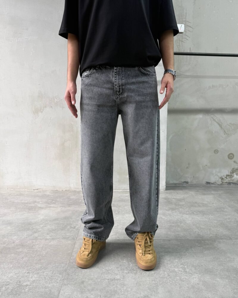 Dark Grey Red Point Baggy Fit Jeans