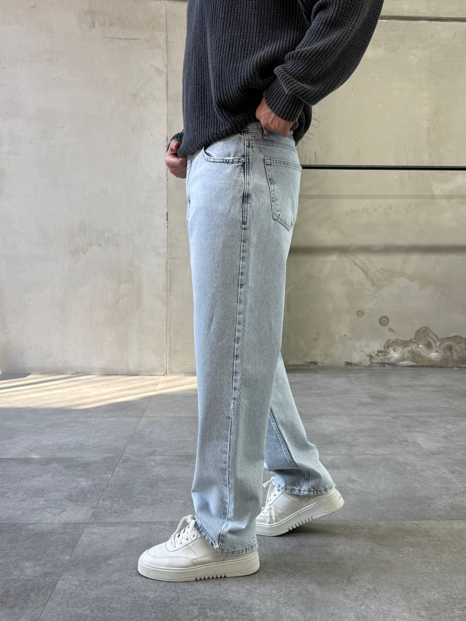 Ice-Blue Wash Red Point Baggy Fit Jeans - Image 2