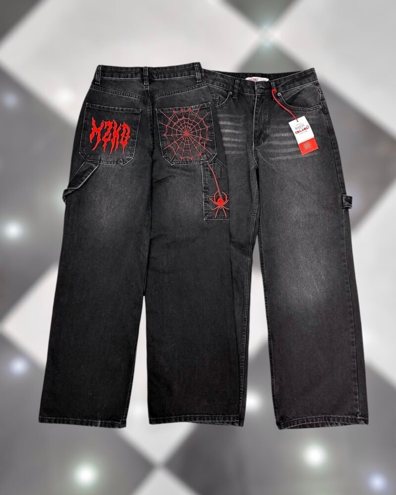 Black Baggy Jeans With embroidery
