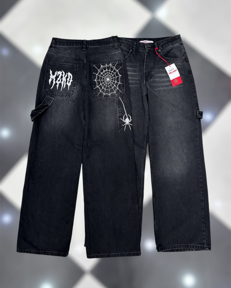 Black Baggy Jeans With embroidery