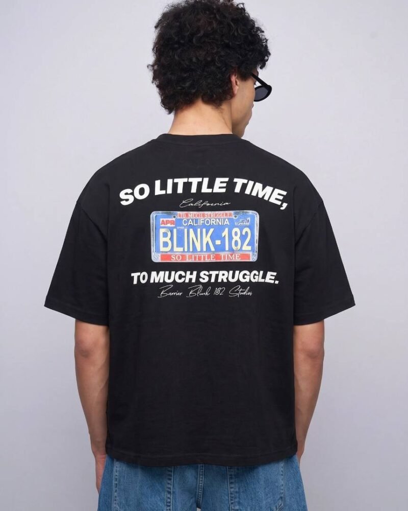 Black Cropped T-Shirt With Back Print