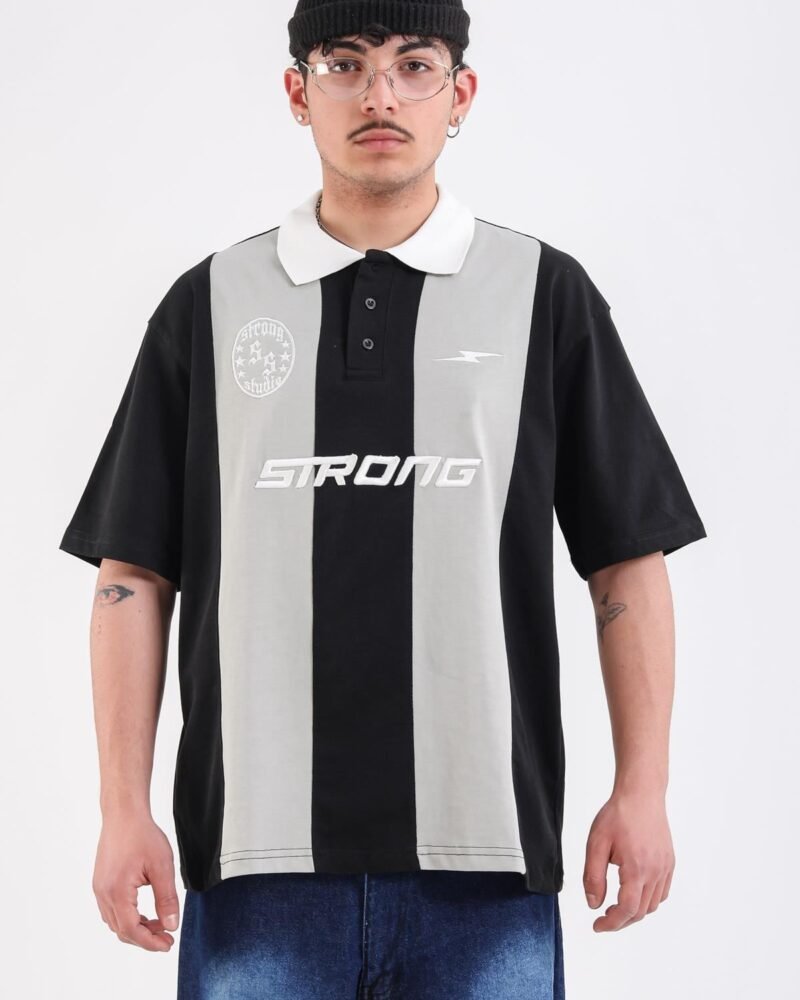Polo Collar Strong Print Oversize T-shirt