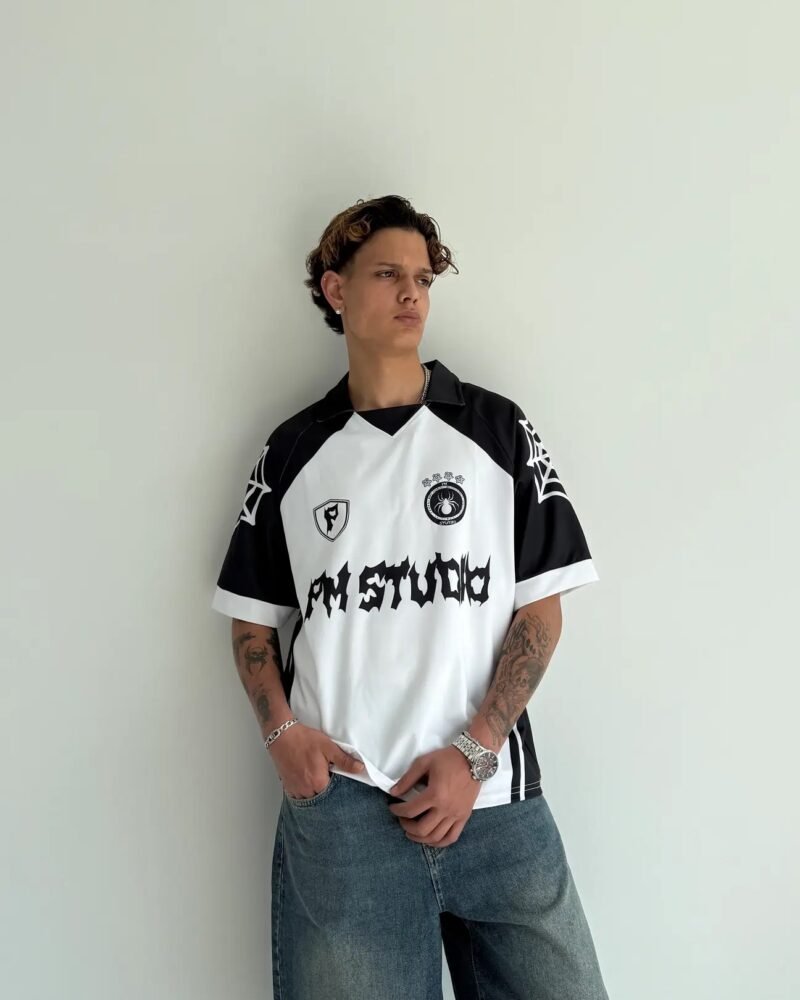 Pm Studio Black Oversize Polo Collar Jersey