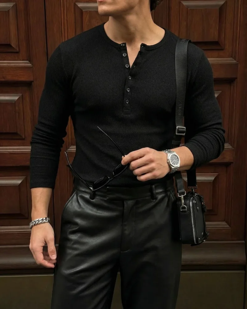 Henley Tee Long Sleeve Premuim Quality