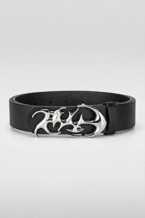 Black TRIBAL FURY Gothic Harjauku Leather Belt