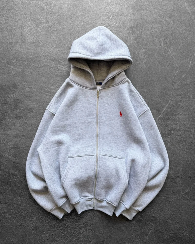 Premuim Quality Grey P*olo Zip Hoodie