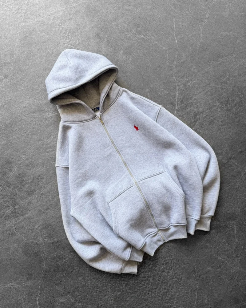 Premuim Quality Grey P*olo Zip Hoodie